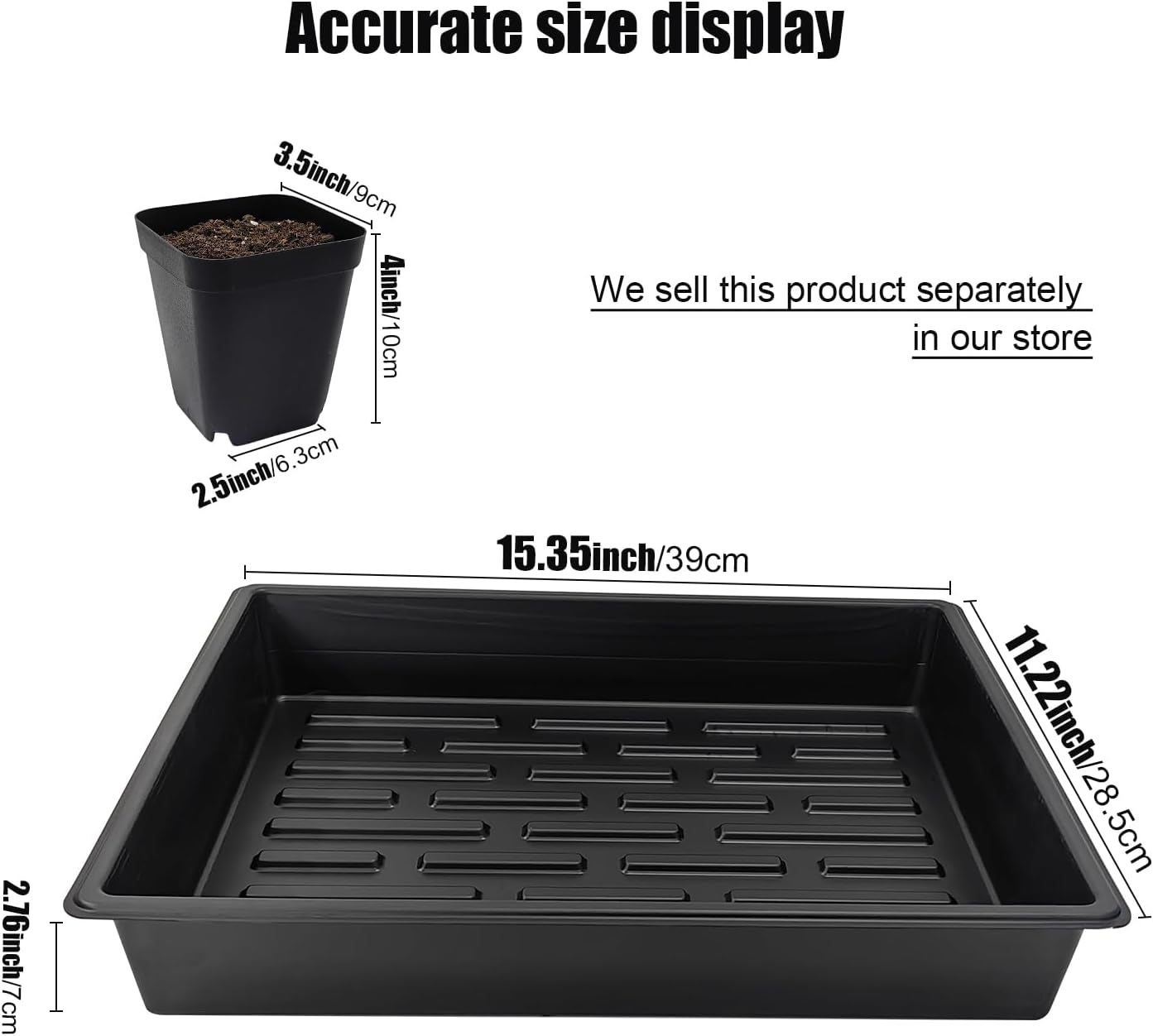 3.5 inch (9CM) Square Nursery Pots 60pcs, Sturdy Seedlings Trays 5 Pcs, Seeds Starter Germination Tray, Microgreenings Planter Nursery Propagation 5 Sets