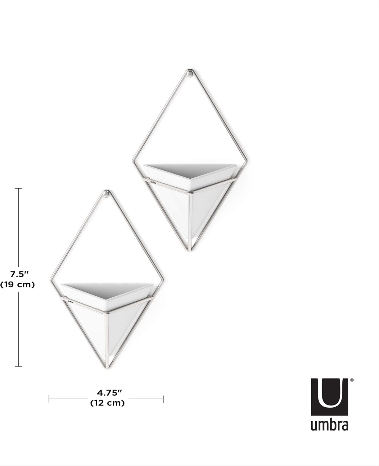 Umbra Trigg Small Wall Display, White-Nickel, Planter Pot, Indoor Outdoor Usage