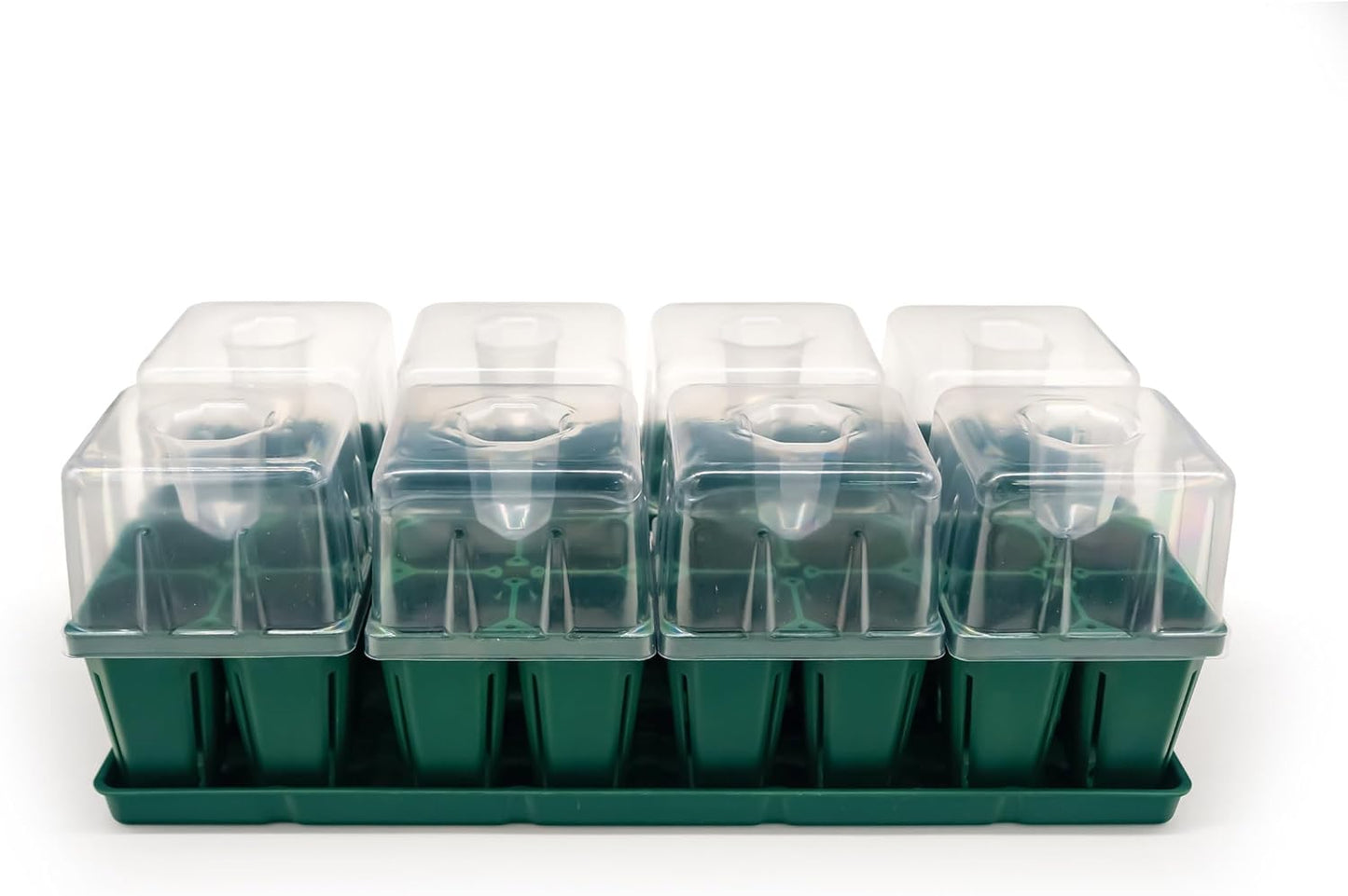 Vego garden Seedling Suite Products, 8 Pack Jumbo Seedling Trays with Seedling Tray Lids and 10" x 20" Bottom Watering Trays