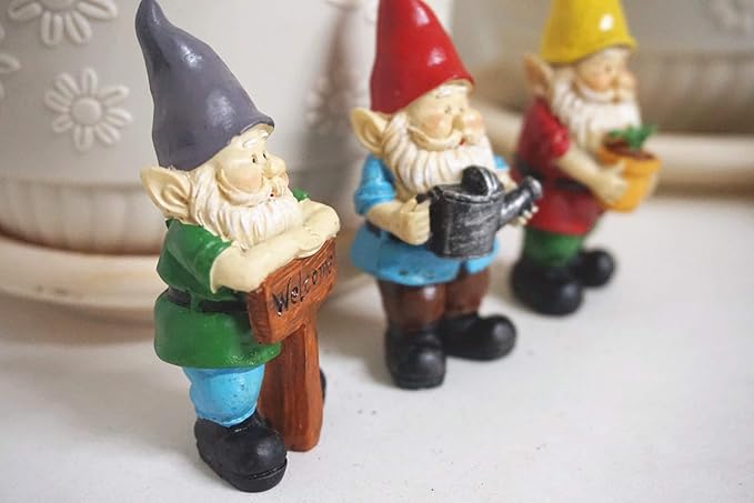 MUAMAX Miniature Gnome Figurines Fairy Gardens Gnomes Accessories Gift for Garden Little Gnomes Small Gnome 3''