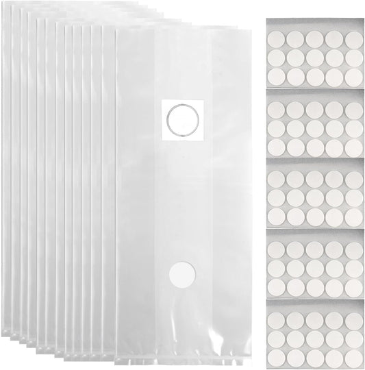 Mushroom Grow Bags with Breathable Micron Filter Patch 60 Pcs 8 X 5 X 20 with Self Healing Injection Port, 6 Mil Thick Spawn Bags, Mushroom Substrate Bags