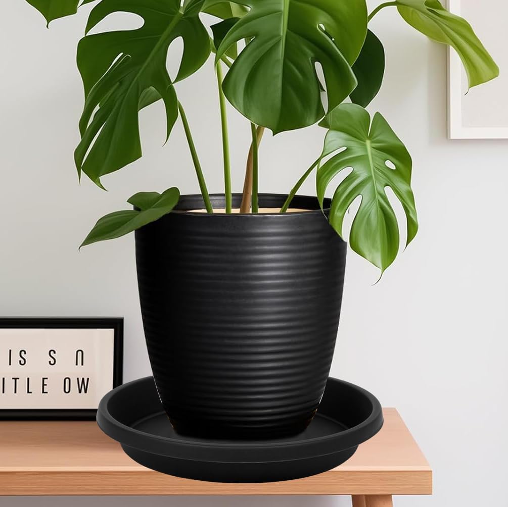 4 Pack Plant Saucer 16 Inch, Durable Large Deep Plastic Plant Trays for Pots, Plant Water Catcher Tray for Plants, Flower Pot Saucers, Plant Saucers for Indoors Outdoor