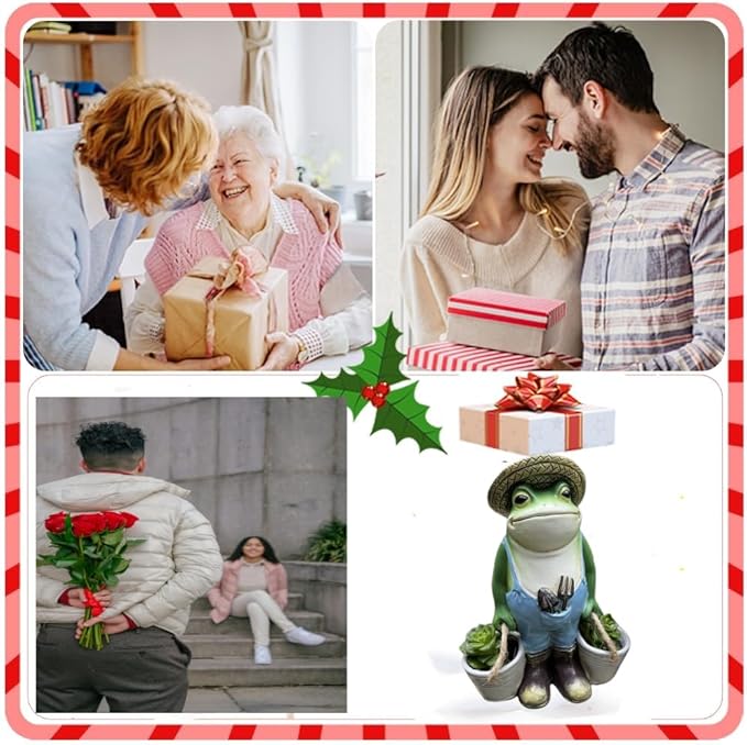 Frog Garden Decor, Frogs Garden Statue for Yard, Outdoor Statues for Garden，for Yard Art Lawn Ornaments Porch Patio Balcony Home House - Birthday Gifts for Grandma Mom Women and Housewarming GifT