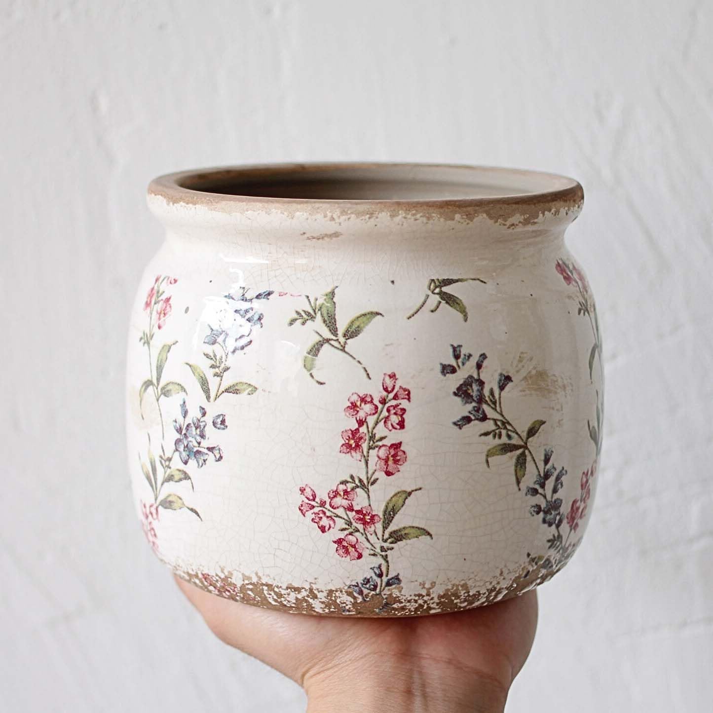 Flower Pots, Vintage Planters for Indoor Plants, 6.29'' Plant Pots with Drainage, Ceramic Pots for Plants, Vase & Planters, Indoor Planter for Home, Fall Decor, Purple Red