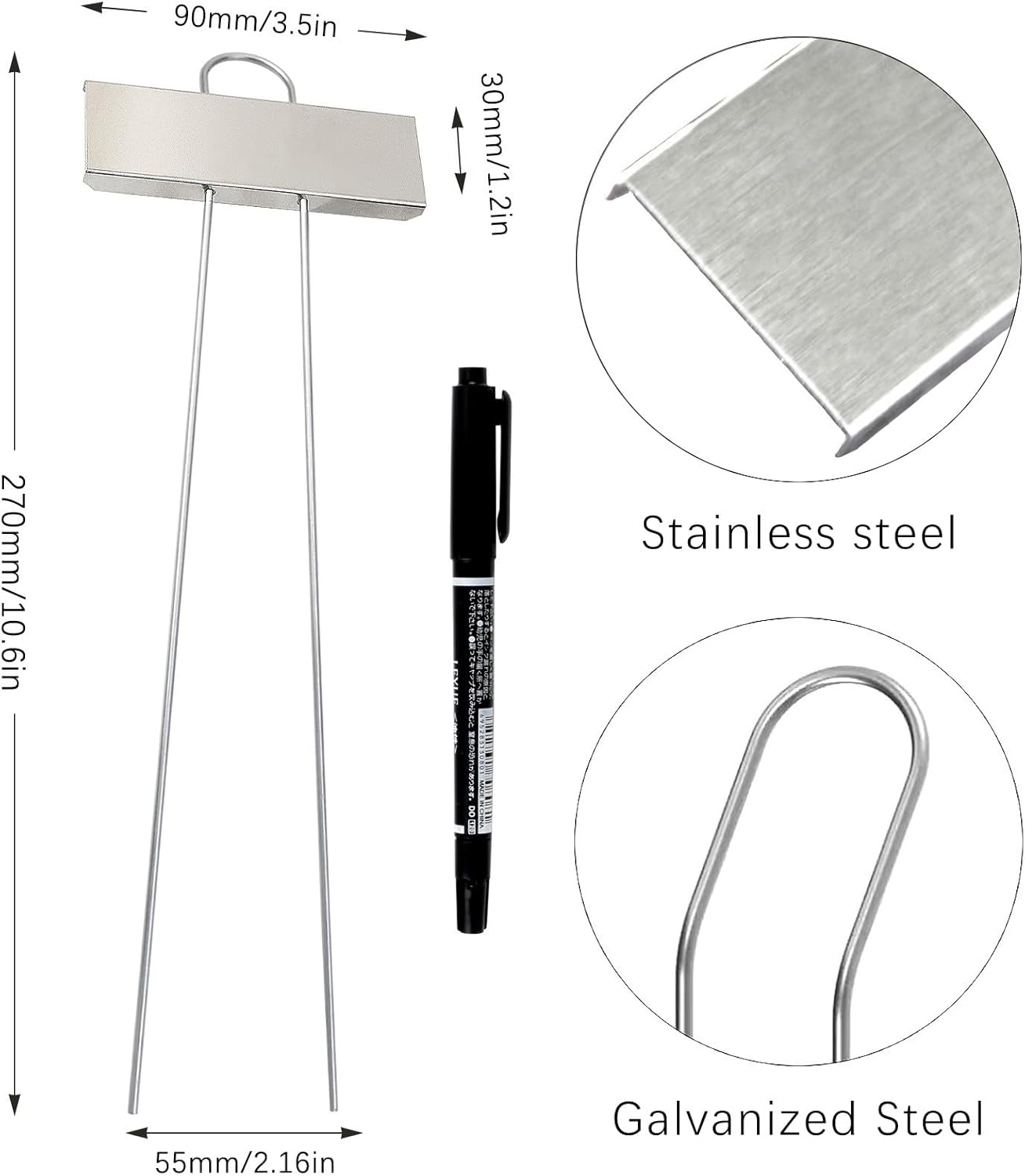 Plant Labels Metal Stainless Steel Garden Plant Markers Weatherproof Garden Stake Tag Plant Tags with Pen for Outdoor Seedling Flower Herb Vegetable Greenhouse(30 Pack) (Stainless Steel)