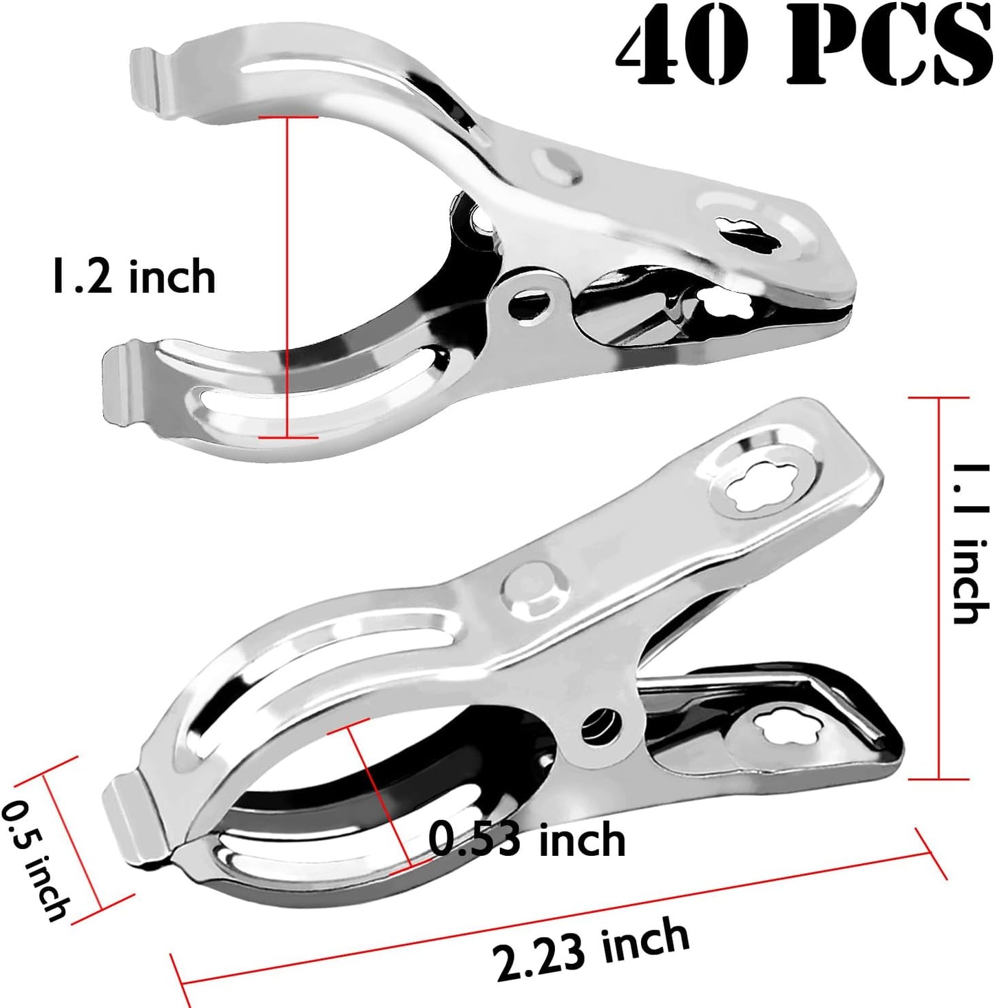BESTEEL Upgraded 40 PCS Garden Clips, Greenhouse Clamps 100% Stainless Steel Heavy Duty Greenhuose Clips for Netting - Strong Grip to Hold Down Shade Cloth or Plant Cover on Garden Greenhouse Hoops
