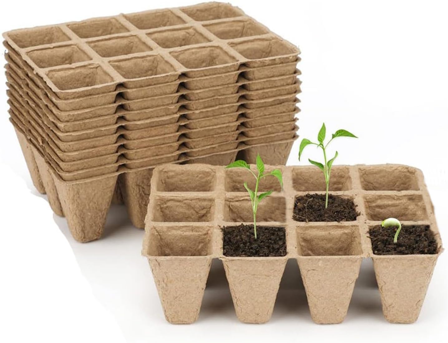 10 Pack Seedling Starter Trays - 120 Cells,Biodegradable Seed Starter Trays for Seedlings,Eco-Friendly Peat Pots