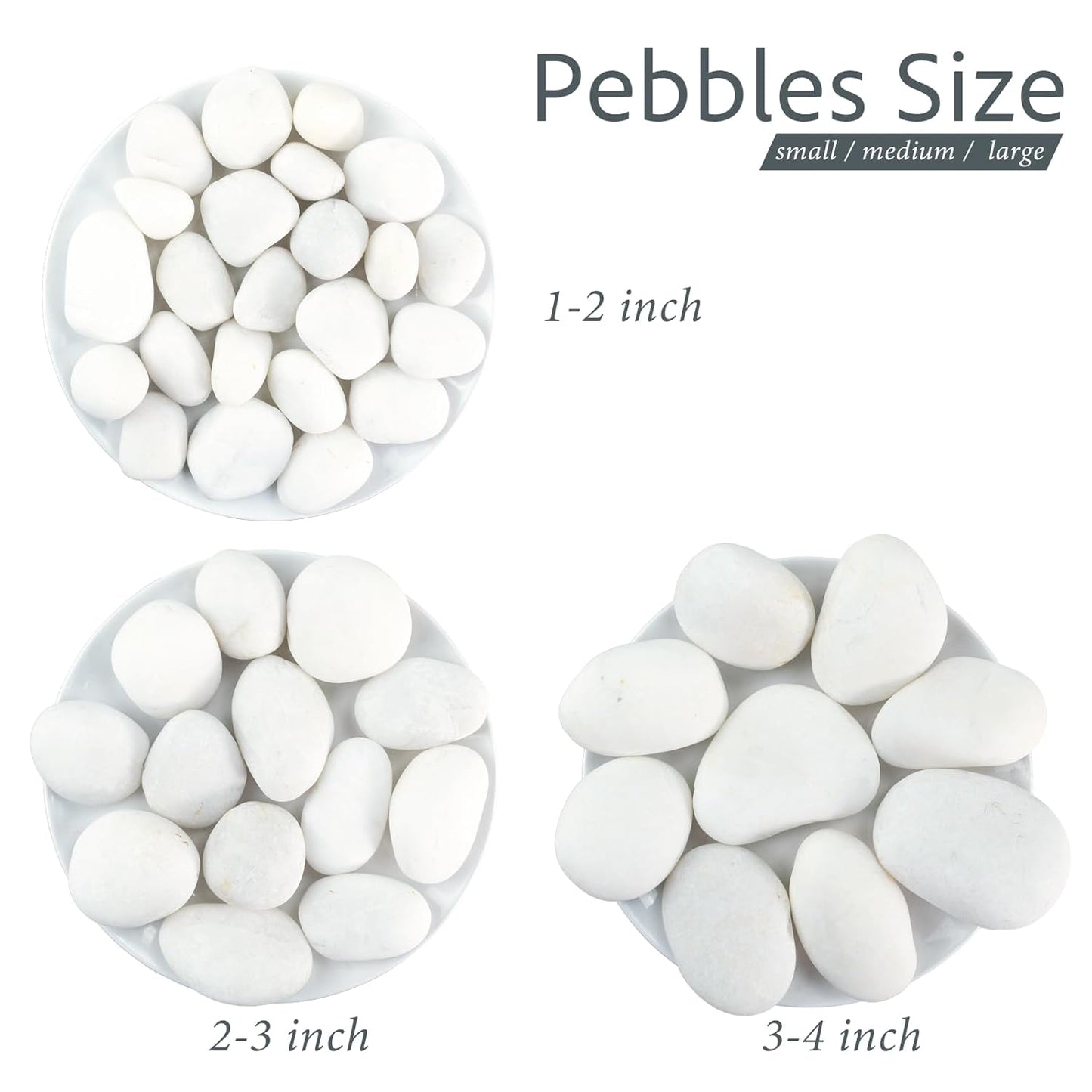 River Rocks, 5lbs White Pebbles for Indoor Plants, 1-2 Inch Aquarium Rocks, Natural Stones for Landscaping Garden Paving Plant Rocks Crafting Walkways