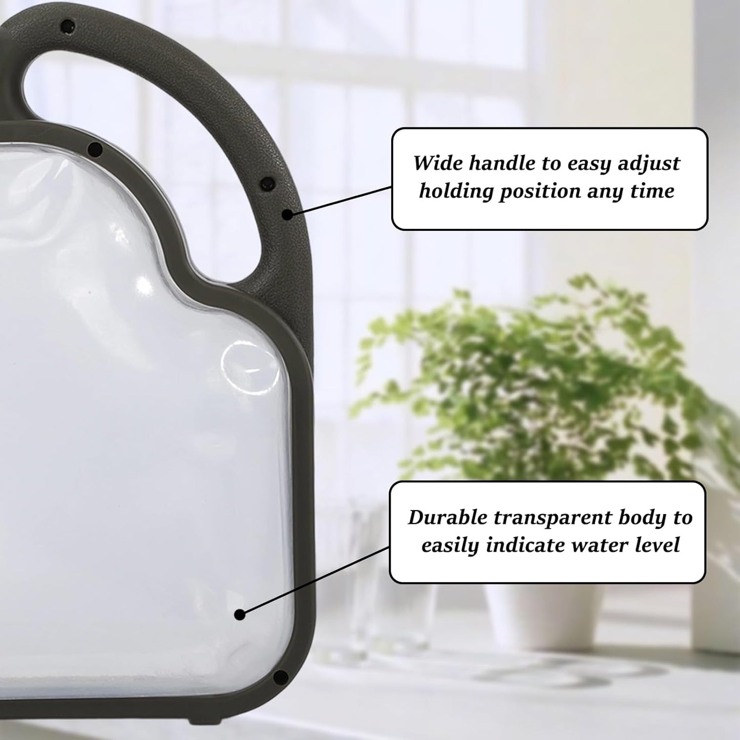 Foldable Watering Can 0.8 Gallon Transparent Plastic with Long Spout & Ergonomic Handle, Compact for Indoor Outdoor Plants (Army Green)