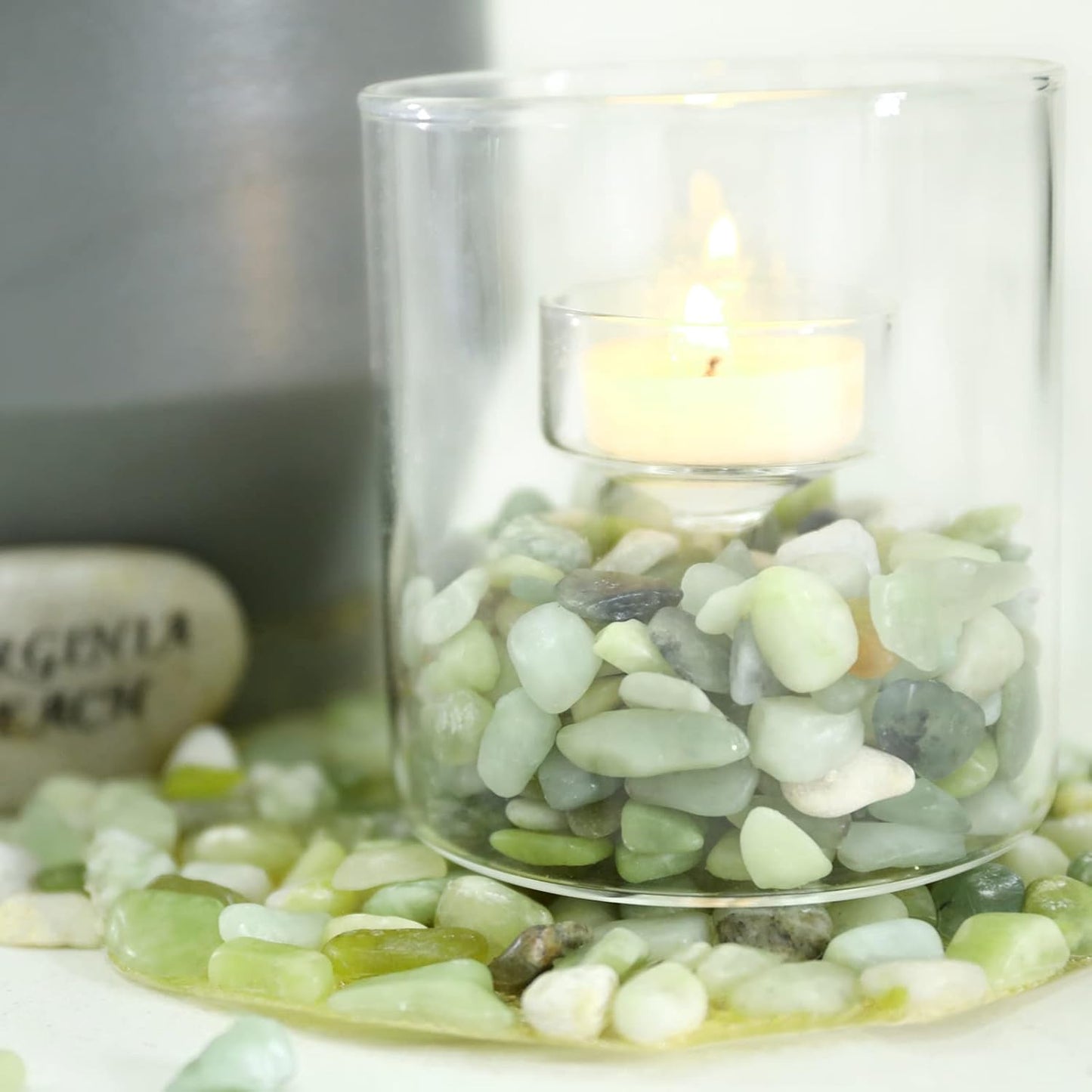 5lbs Natural River Rocks, Polished Pebbles for Plants Garden, 0.3-0.8 inch Decorative Jade Stones, Ideal for Fish Tank, Vases, Crafting, Home Decor and Garden Landscaping Rocks,Jade