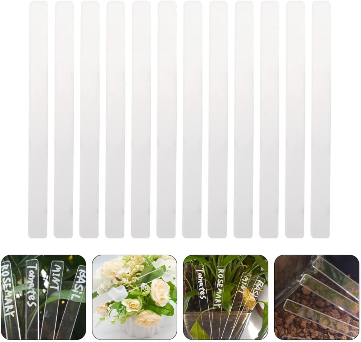 48 pcs Pot Clear Blank Ground Identifier Tag for Acrylic Outdoor Label Markers Garden Labels Identification Label: DIY Plant Gardening Weatherproof Vegetables Stakes