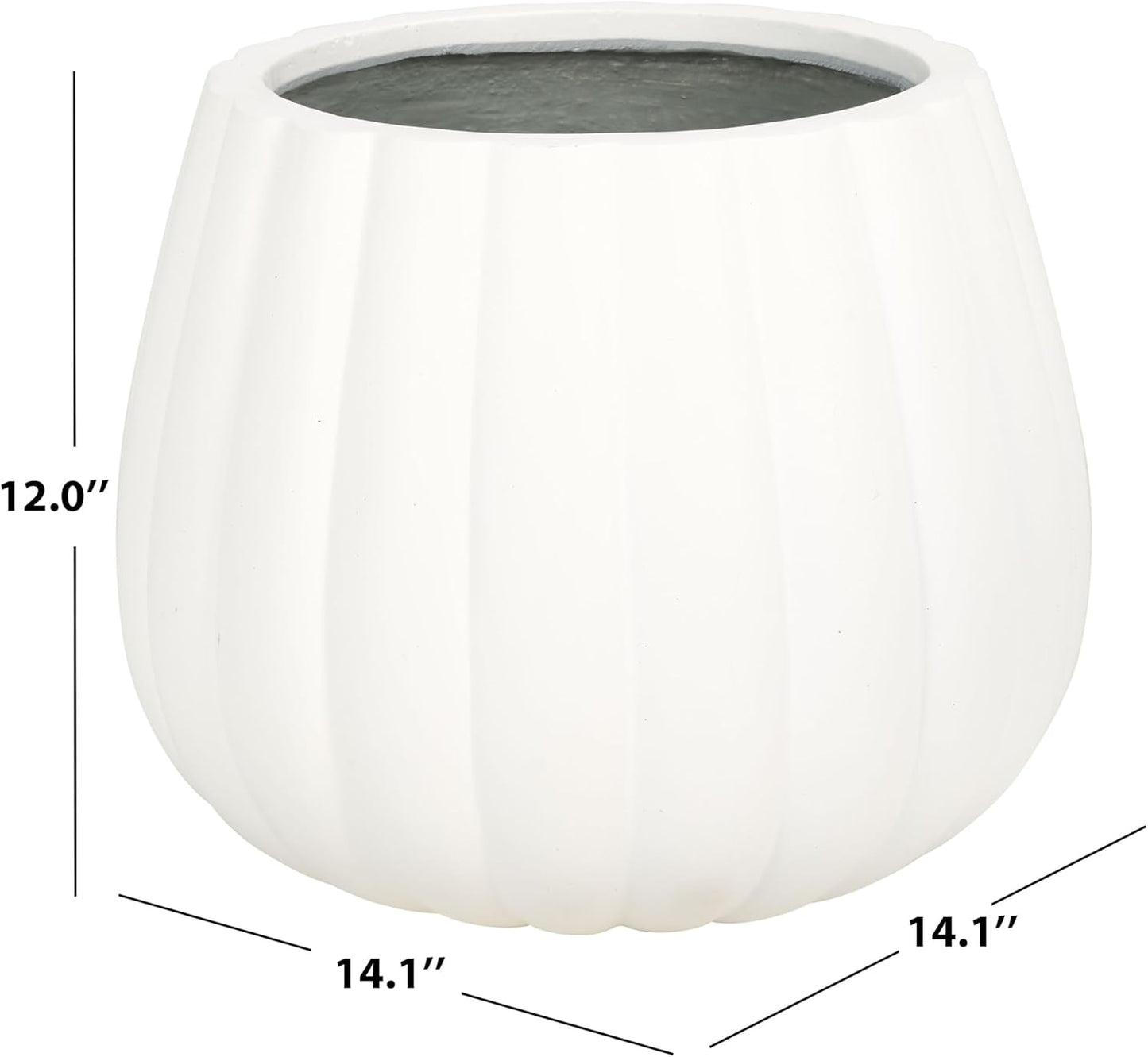 SAFAVIEH Outdoor Patio Furniture Kaston White Concrete Ficonstone Planter Pot (Fully Assembled)