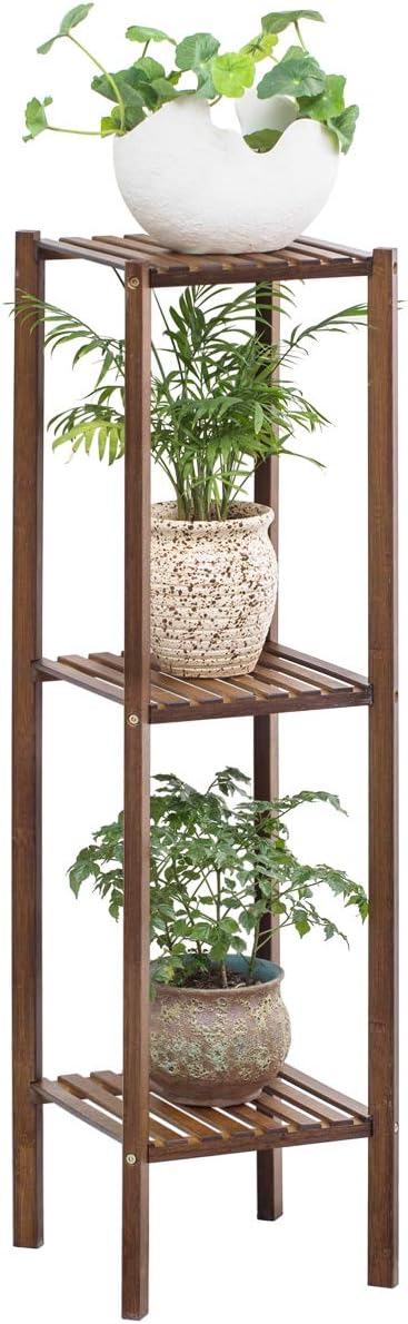 COPREE Bamboo Utility 3 Tier Plant Stand Rack Multiple Flower Pot Holder Shelf Indoor Outdoor Planter Display shelving unit for Patio Garden