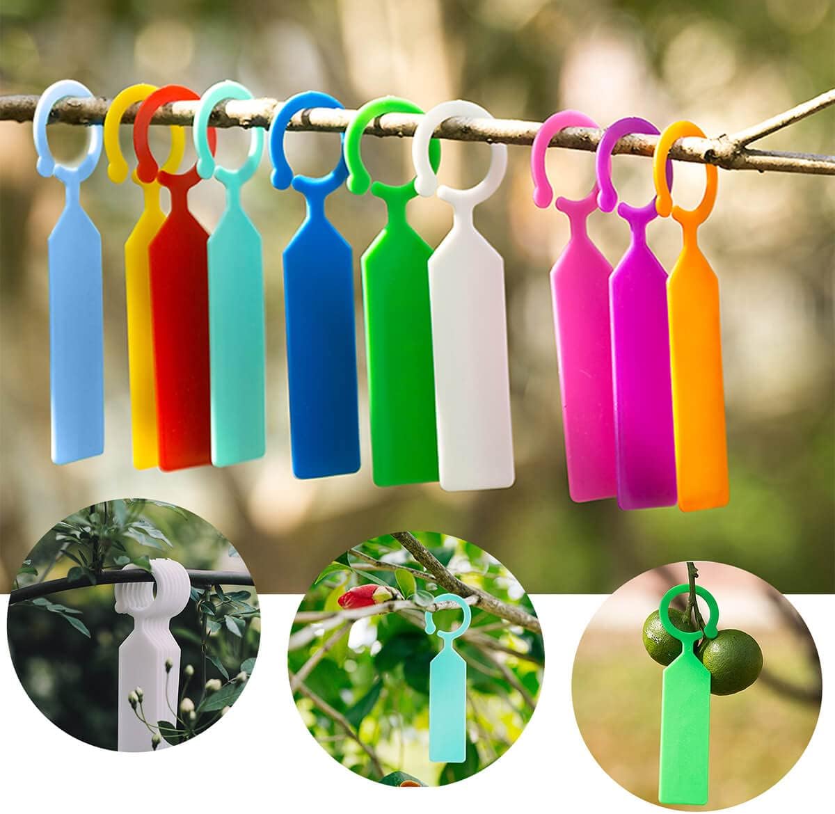 MHY 400 Pcs Thick Plastic Plant Labels - Garden Waterproof Plant Tree Tags - 4.3 inch Color Hanging Plant Markers for Plants, Potted Plants, Nurseries, Trees，Gardening（Orange）