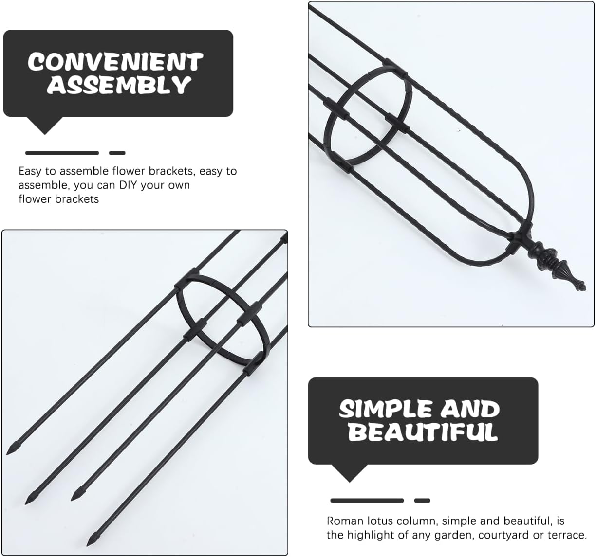 Metal Garden Trellis for Climbing Plants 8mm Outdoor Support Frame for Vines and Flowers Adjustable Height Garden Obelisk for Potted Plants for Tomatoes and Roses