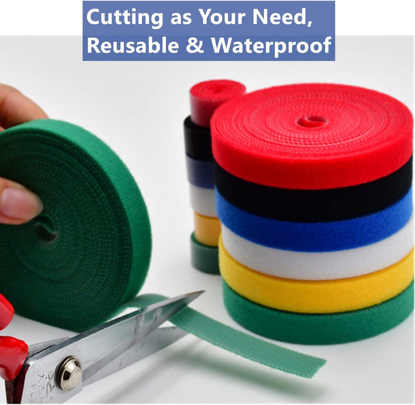 Plant Ties 65.6 Feet, Plant Tape Reusable Nylon Hook and Loop Tape, Garden Strap for Climbing Plants Supports, Tree Ties for Flower Vine Tomato Branches, Cable Wire (Black)