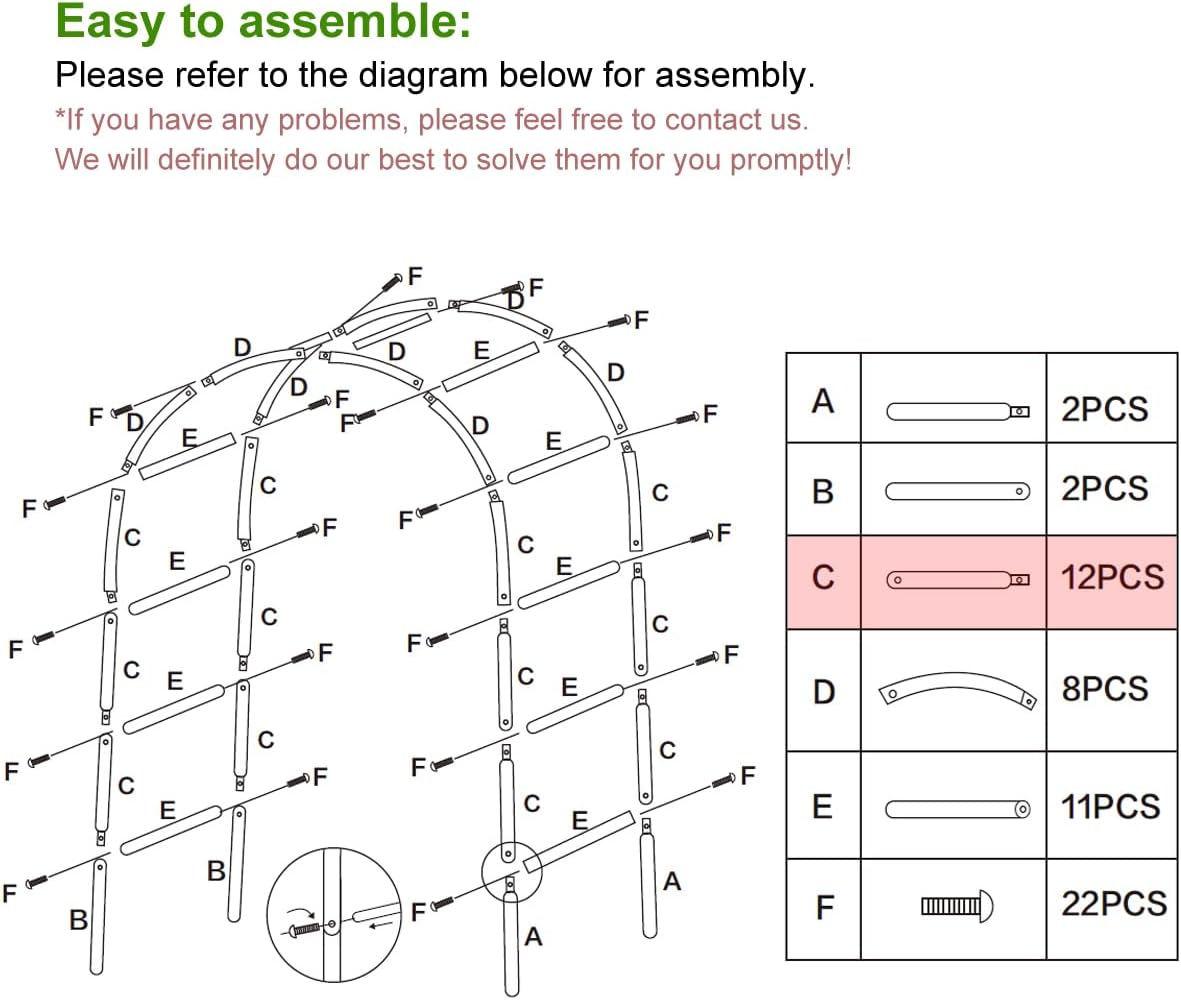 Metal Pergola Arbor, 4.6 Feet Wide x7.9 Feet High,Assemble Freely Lightweight Wide Garden Arch for Various Climbing Plant Wedding Garden Arch Bridal Party Decoration Wide Arbor,Green