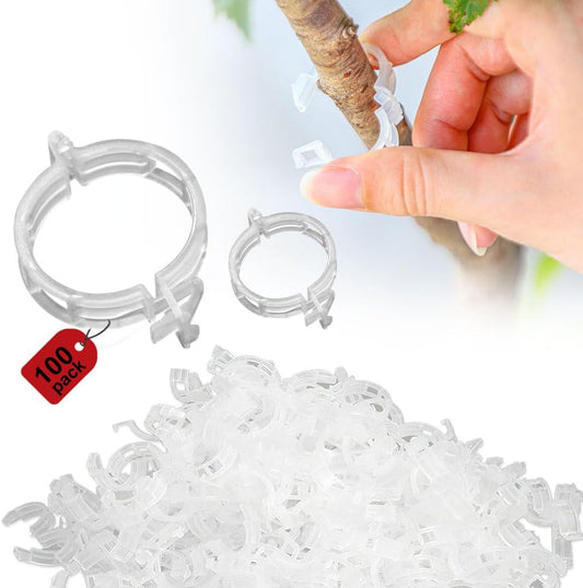 Plant Fixing Clip, Tomato Clips for String Trellis, Plant Wall Clips for Climbing Plants, Plant Wall Clips for Climbing Plants, Fixing Stem and Vine, Plastic Trellis Clips (White-100pcs)