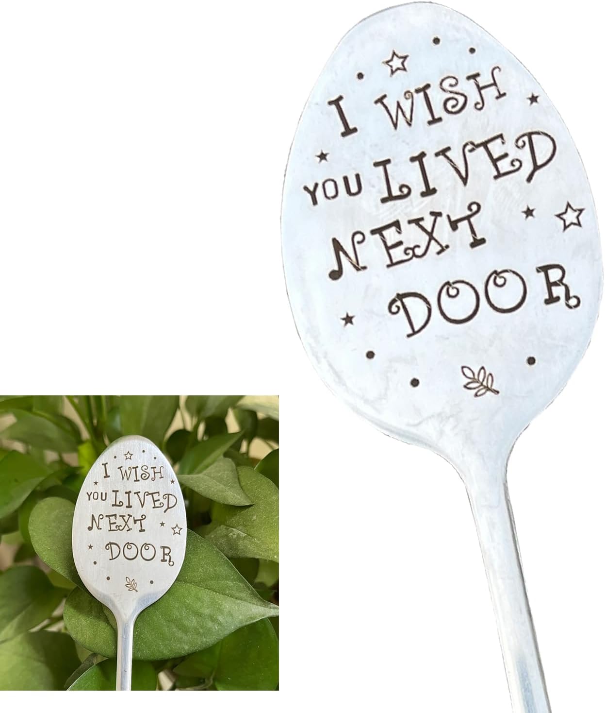 Garden Friendship Gift for Women Gardeners, Plant Marker Stake Label Sign Tag, Gardening Gifts for Woman Lovers, Metal Garden Decoration (Live Next Door)