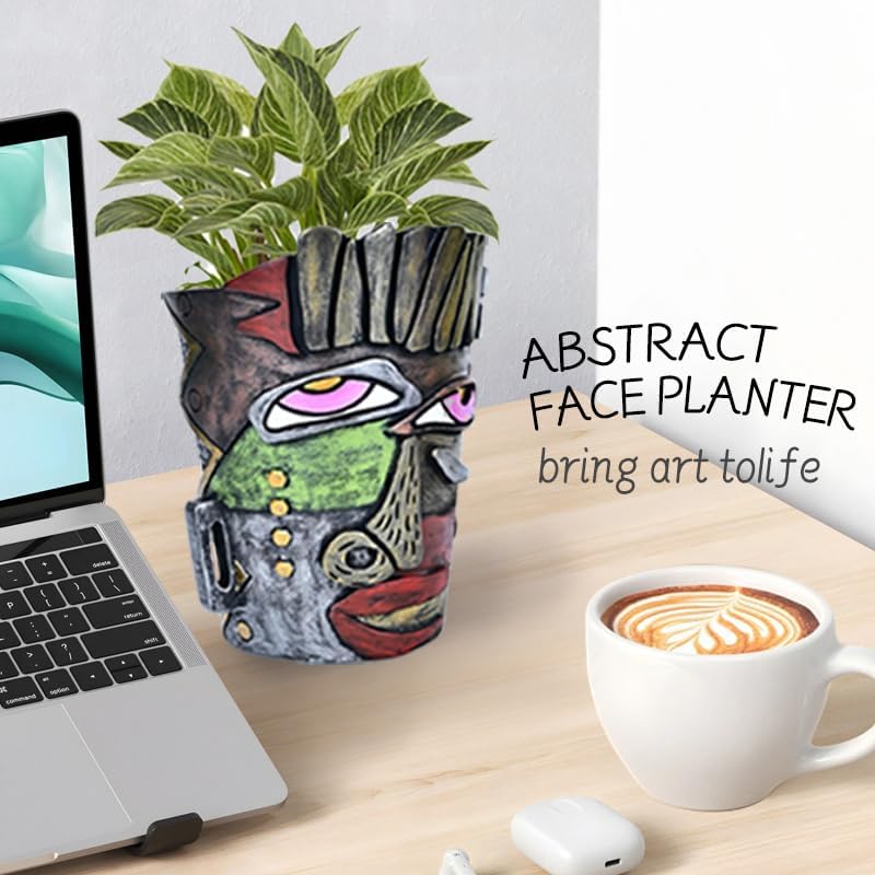 Abstract Face Planters Pots Head,Unique Head Planter for Indoor Plants,Funny Face Flower Pot,Colorful Plant Pots for Outdoor Garden Decor and Home Art Decoration(Classic)