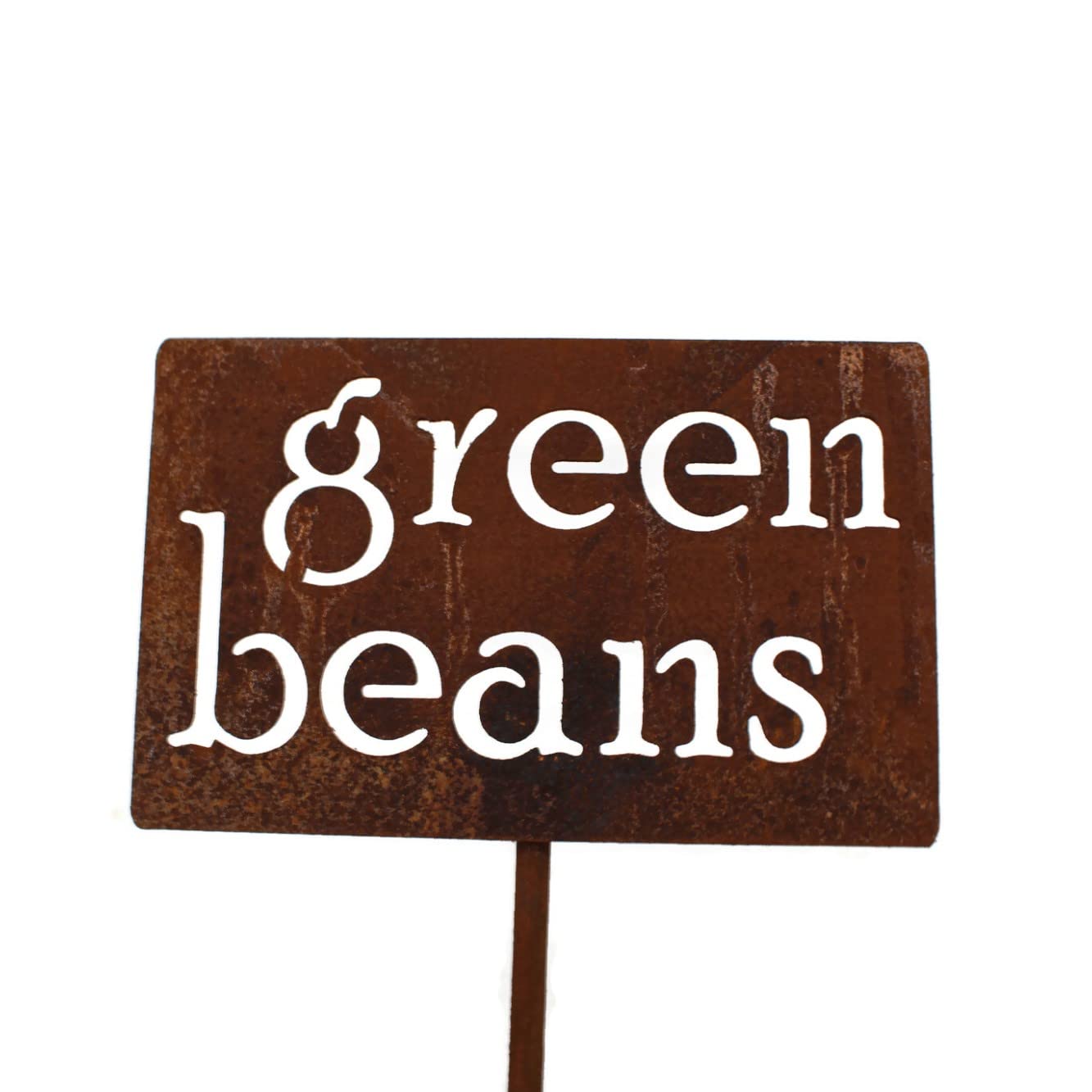 Classic Metal Garden Markers 19 Inches Tall (green beans, Naturally Rusted)