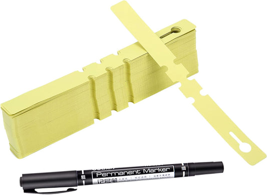 200 Pcs Yellow Plastic Plant Tags with a Marker Pen, Wrap Around Hanging Tree Tags Nursery Garden Labels Waterproof Nursery Garden Stakes, 2x20cm
