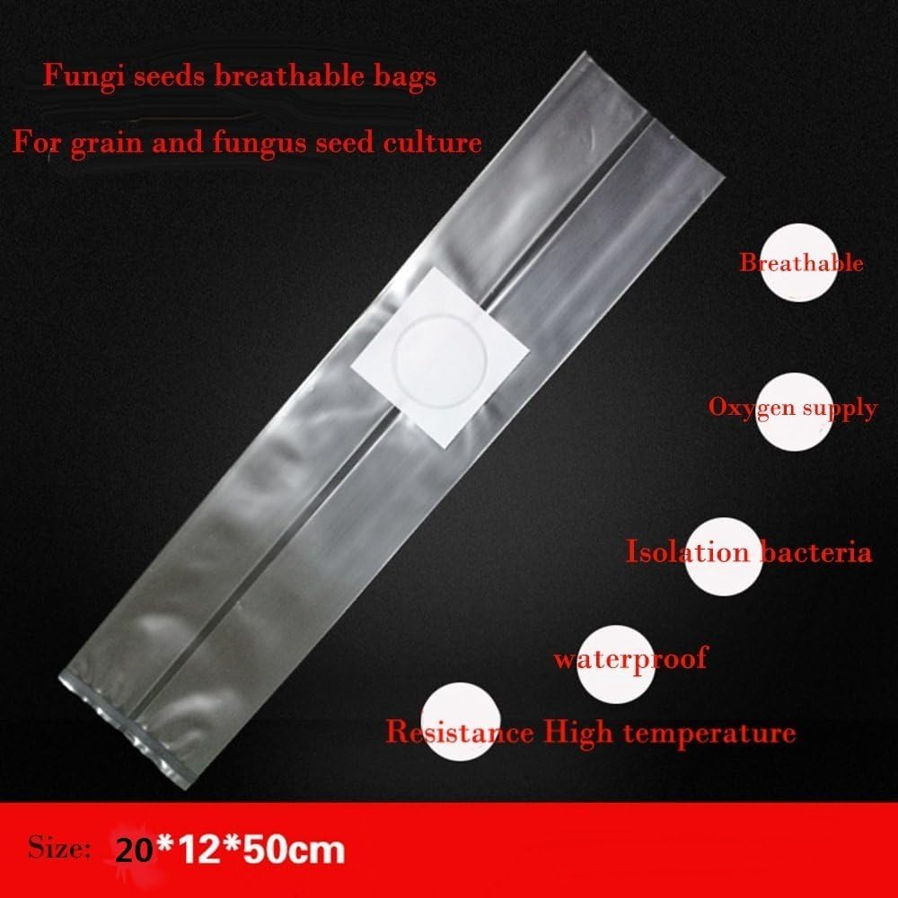 Mushroom Bags,Mushroom Grow Bag/Farm-Mushroom Spawn Bags/Sealable Spawn/Myco Bags,Large Size 8" X 5" X 19",0.5 Micron Filter, 3 Mil Polypropylene,for Substrate Autoclavable Mushroom Cultivation