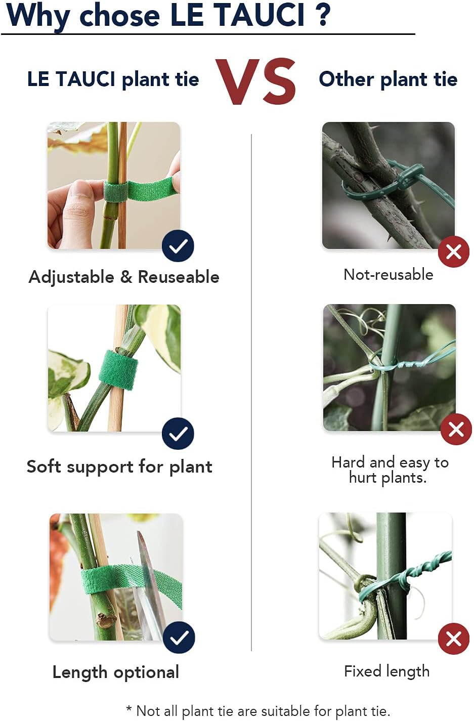 LE TAUCI Plant Ties, Garden Tape for Plant, Reusable Adjustable Thicker Support for Growing, Strong Grip, Tomato Vines Indoor Outdoor, 25 ft x 0.47 Inch, 1 roll, Green