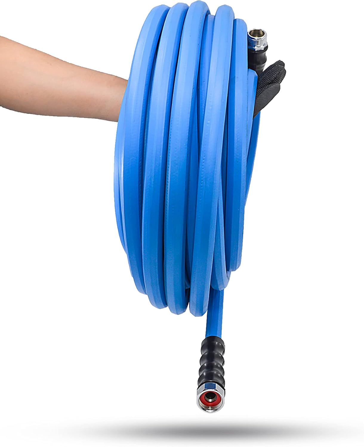 BluSeal Hot/Cold Water Rubber Garden Hose, 100% Rubber, Ultra-Light, Super Strong, 500 PSI, 50F to 190F Degrees, High Strength Polyester Braided (3/4" x 6')