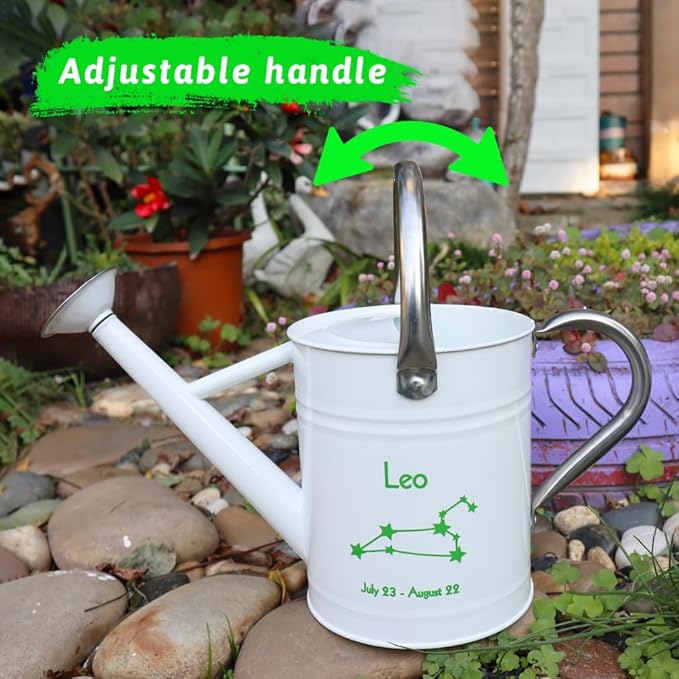 Metal Watering Can for Outdoor and Indoor Plants, Watering Can Decor, 1 Gallon (Leo)