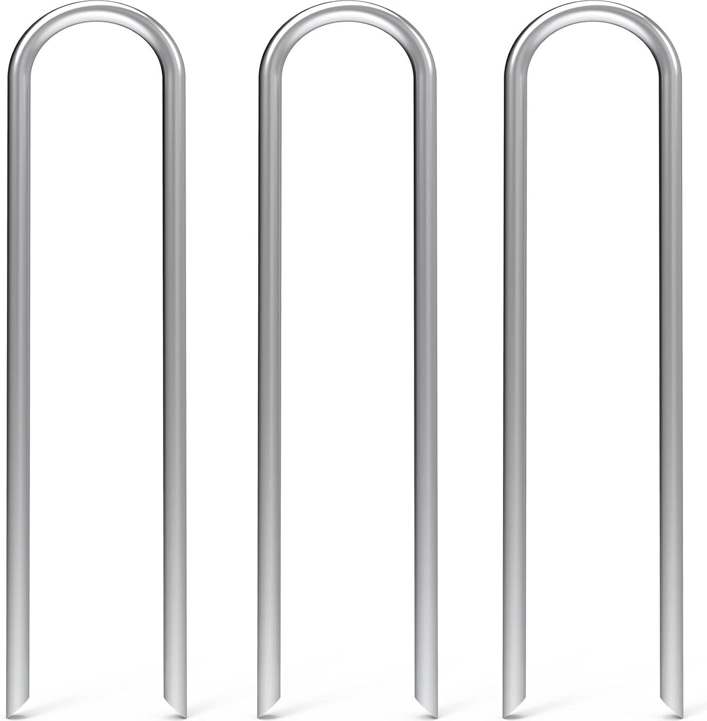 MySit 24 Pack 6 Inch Garden Stakes Heavy Duty 11 Gauge Galvanized Yard Staples U Pegs Fences Drip Irrigation Securing Stakes Loop Stake for Anchoring Lawn Drippers Soaker Hose