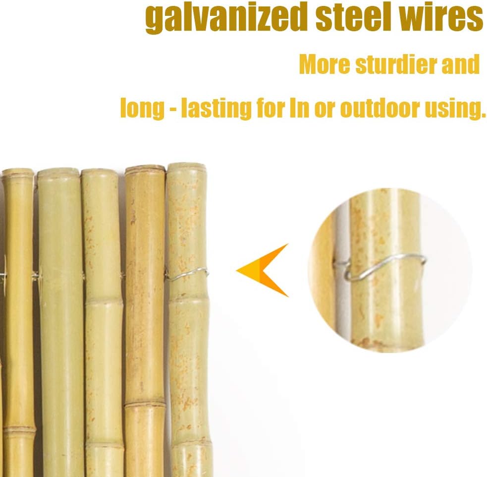 Mininfa Natural Rolled Bamboo Fence, Eco-Friendly Bamboo Fencing, 0.7 in D x 6 feet High x 8 feet Long, bambou Screen for Garden, Privacy