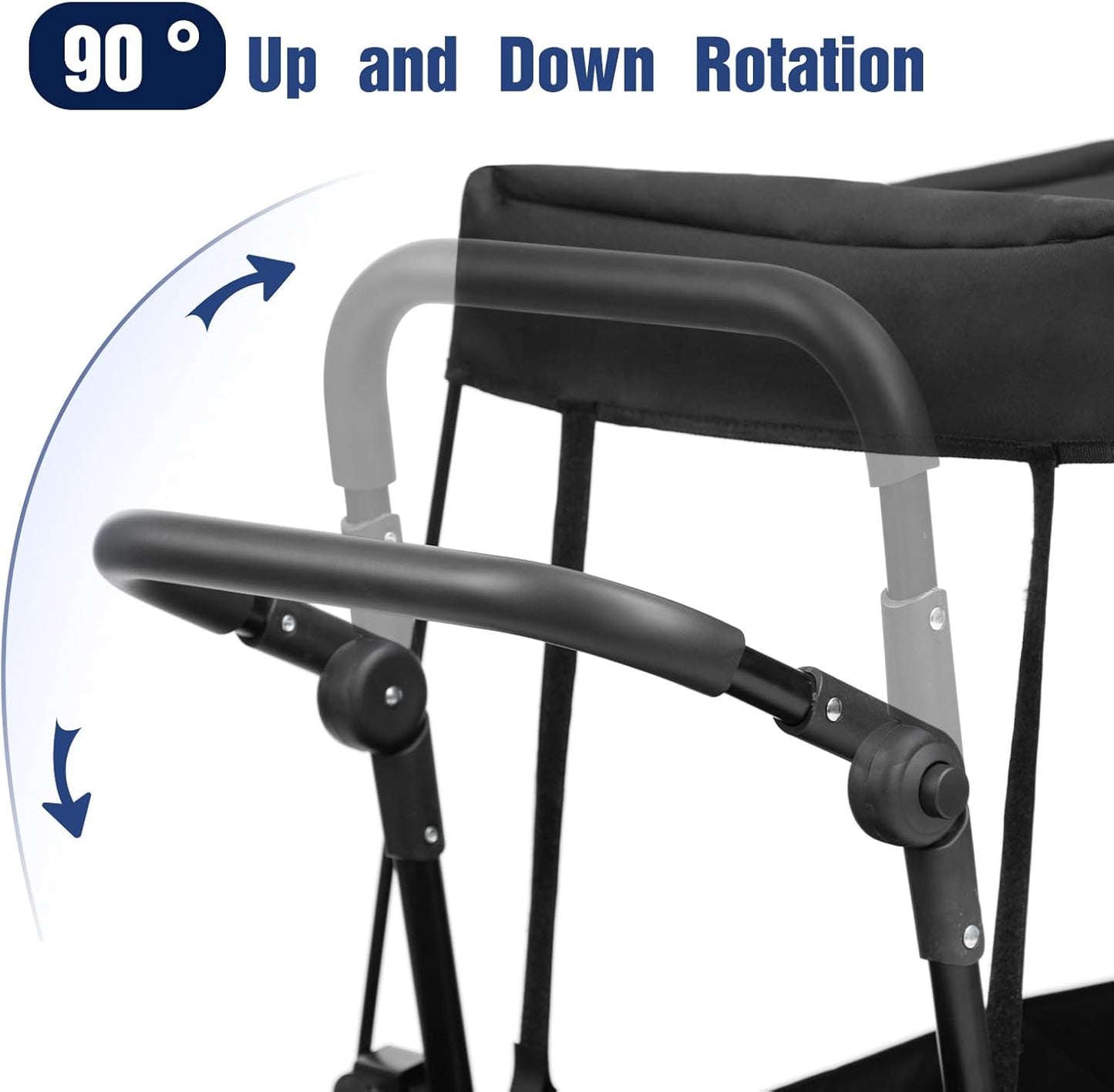 ALIMORDEN Foldable Canopy Wagon Garden Cart, Heavy Duty Outdoor Utility Collapsible Tool Cart with Removable Canopy and Big Wheels, Black