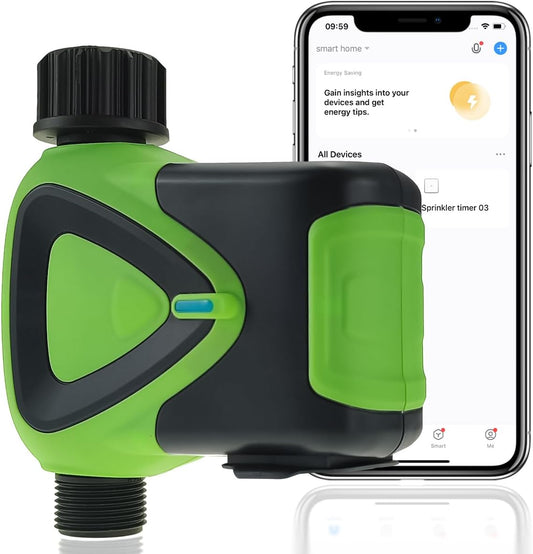 Water Timer for Garden Hose, 2.4GHz WiFi Smart Hose Sprinkler Timer with Tuya/Smart Life App, GreenVation Plant Automatic Watering System for Yard Outdoor Irrigation (WiFi Green)