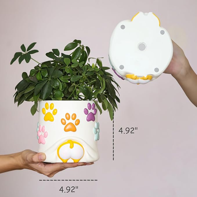 GUGUGO Cute Cat Plant Pots, Colorful Unique Succulent Pots with Drainage, Funny Decorative Animal Planters for Indoor Plants, Vintage Aesthetic Decoration Funky Eclectic Accent Piece Gift