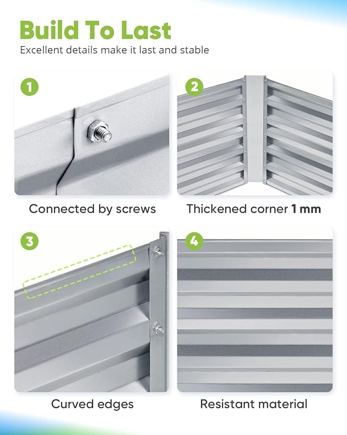 Quictent Galvanized Raised Garden Bed 4x3x2ft Tall Garden Bed Extra Height 22.4" Hold 24cft Soil Outdoor Heightened Planter Box for Deep Root Vegetables Herbs Tomato Cage Included, Silver