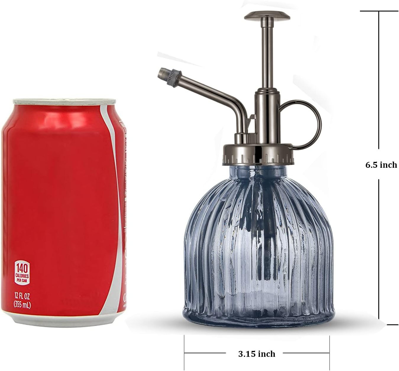 Glass Plant Mister Spray Bottle, Succulent Spray Bottle with Top Pump, Glass Plant Sprayer Mister Vintage Spritzer Small Watering Can for Indoor Outdoor Houseplant - Grey