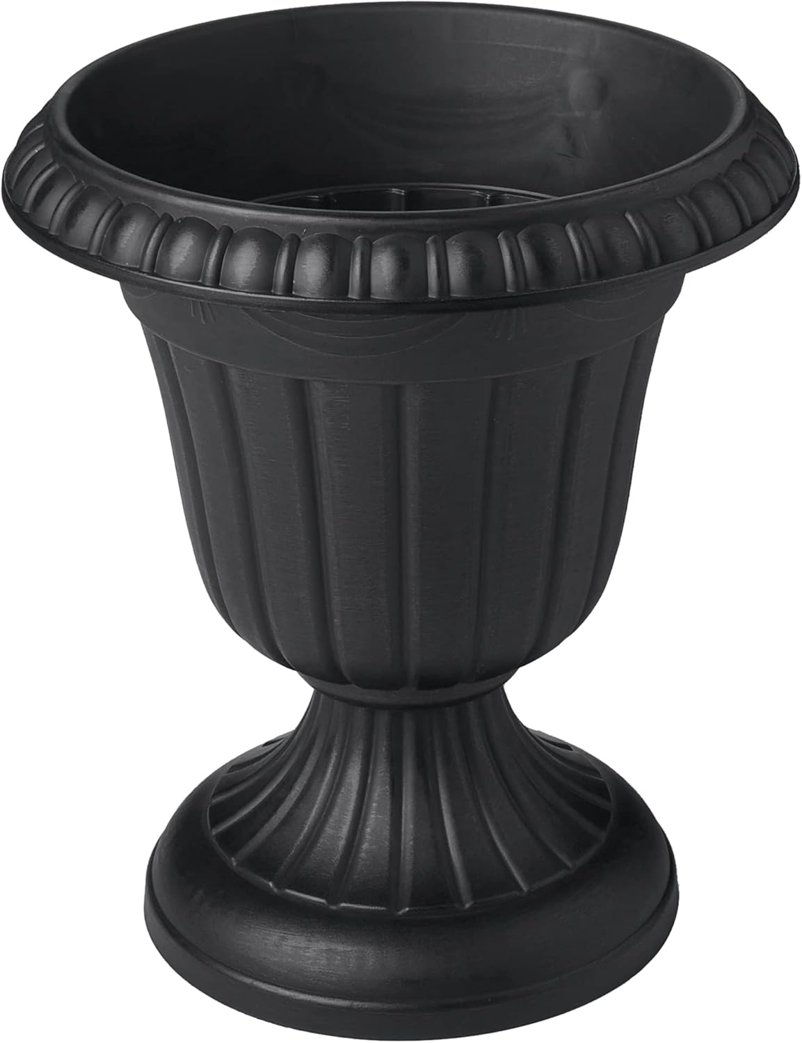 PL00BK Classic Traditional Plastic Urn Planter, 16” x 18”, Black