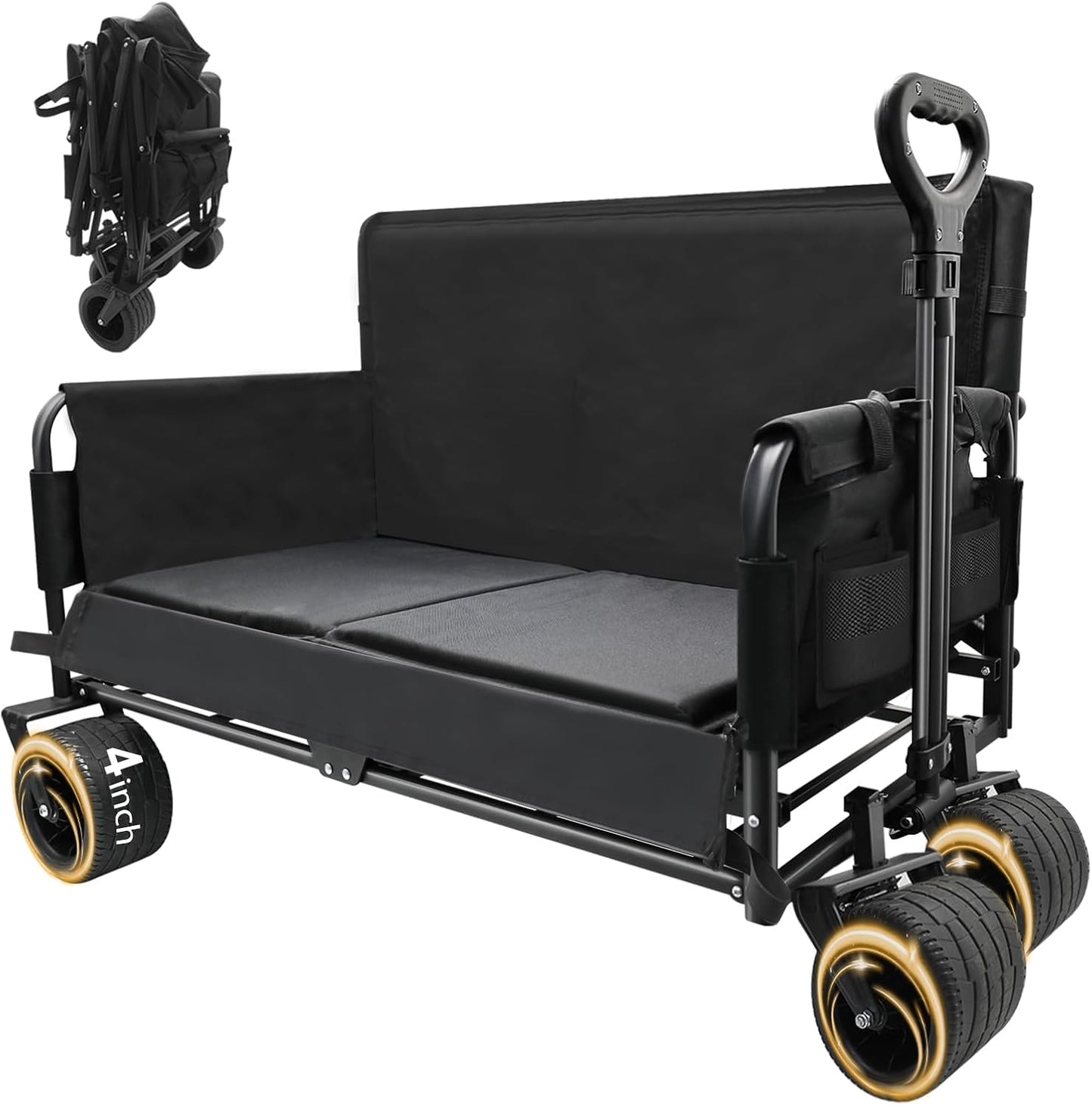 Collapsible Foldable Wagon Cart with Wheels 240L Capacity Folding Sports Wagons, 560LBS Load Large 3-in-1 Grocery Heavy Duty Carts for Sand, Beach, Camping