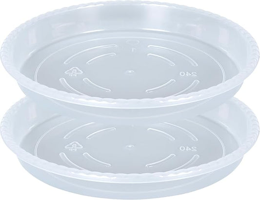Plant Saucer 2 Pack of 14 inch, Clear Plastic Flower Plant Pot Saucer, Heavy Duty Plant Drip Trays Saucers for Indoor, Plant Water Tray for Planters