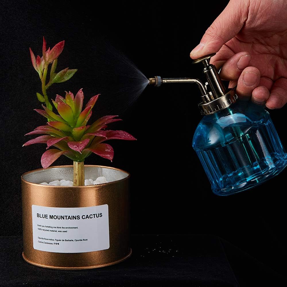 Glass Plant Mister Spray Bottle, Vintage Plant Water Spritzer Sprayer Mister, Succulent Watering Bottle with Top Pump, Small Glass Watering Can for Indoor Outdoor Houseplant - Blue