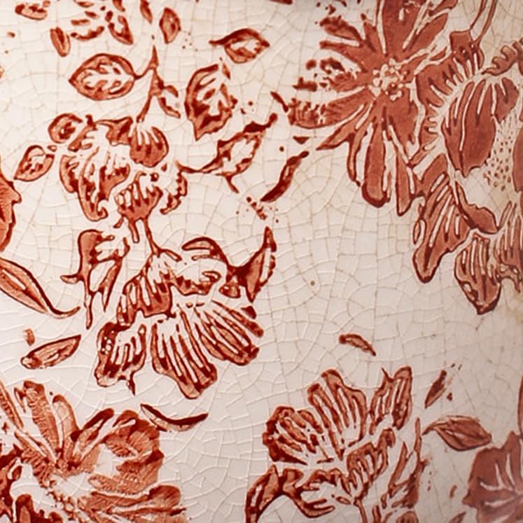 Ceramic Pots for Plants, Vintage Plant Pot with Drainage Hole, 6.11in. Planter for Indoor Plants, Crackle Glaze Finish Flower Pot, Perfect Tuscan Ceramic Planter for Gardening, Red Flower