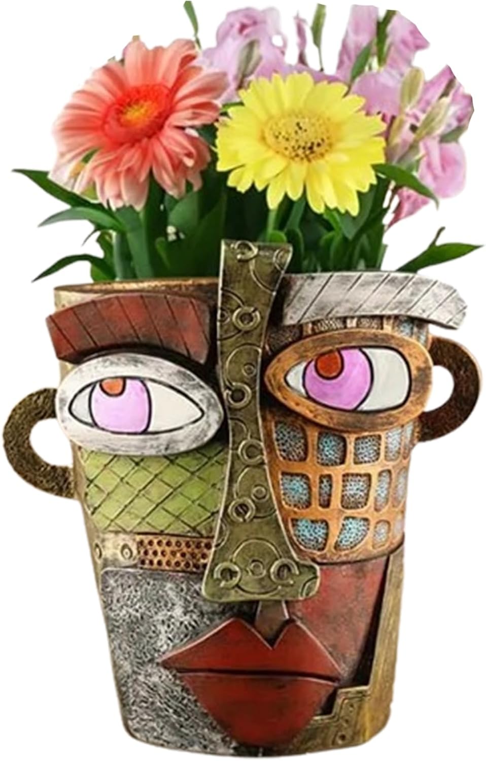 New Picassos Abstract Beauty Face Flower Pot, Colorful Abstract Head Plant Pots, Interesting Decorative Flower Resin Flower Pot, Unique Flower Pots for Home Art Decoration (7.28in-A)