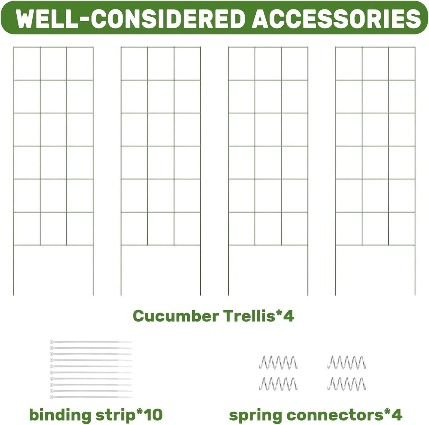 DOEWORKS Cucumber Trellis, 56" High Foldable A Frame Garden Trellis, 2 Pack, Plant Support for Climbing Cucumber, Beans, Tomatoes, Flowers, Green