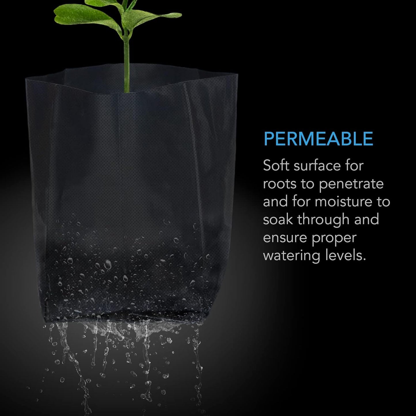 AC Infinity Nursery Bags 1/2 Gallon, Non-Woven Fabric Growing Pouches, 50-Pack Biodegradable Plant Pots for Seed Starting, Soil Transplant, Home Garden Supply