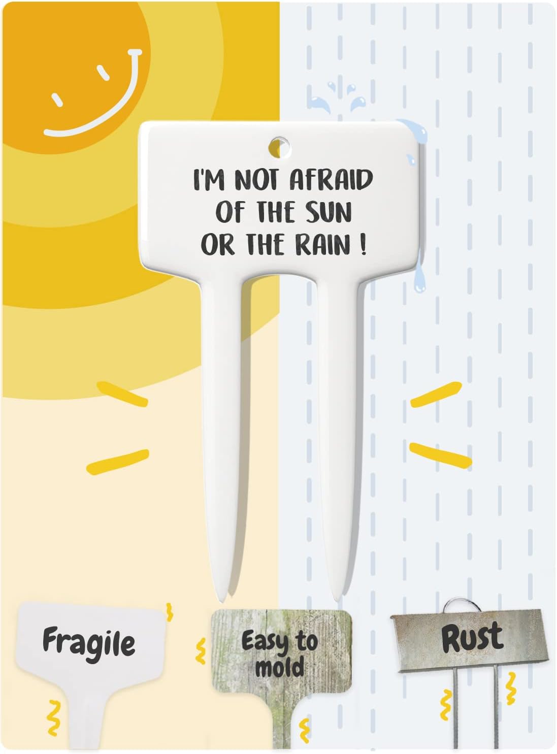 Plant Labels, Ceramic Garden Markers, Herbs Succulent Name Tags, Supplies for Seeding Pot Potted Plants Raised Bed, Indoor & Outdoor, Reusable Waterproof - Set of 12, White