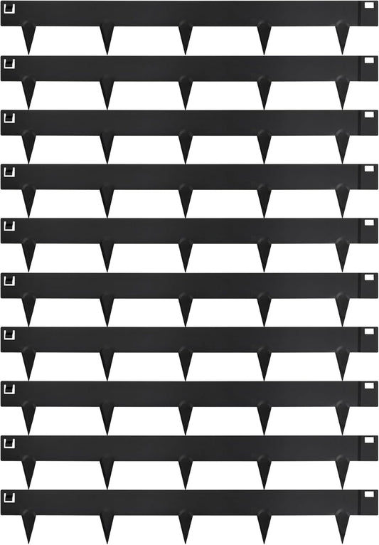 Worth Garden 10-Pack (34Ft Total) Galvanized Steel Landscape Lawn Edging - 6 in. H Bendable Metal Strips - Hammer-in 18-Gauge Flexible Black Edging Border - Yard Pathway Divider - Buckle Connection