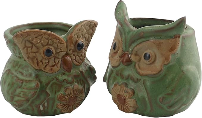 Ogrmar 6Pack Owl Plant Window Boxes Cute Owl Flower Pot/Modern Ceramic Succulent Planter Pots/Tiny Flower Plant Containers Animal Decor