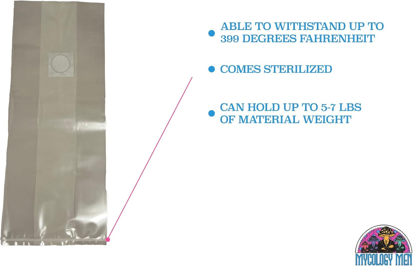 Premium 8x5x20 inch Mushroom Grow Bags 50-Pack, 0.2 Micron 3mm Thick, Indoor, Transparent