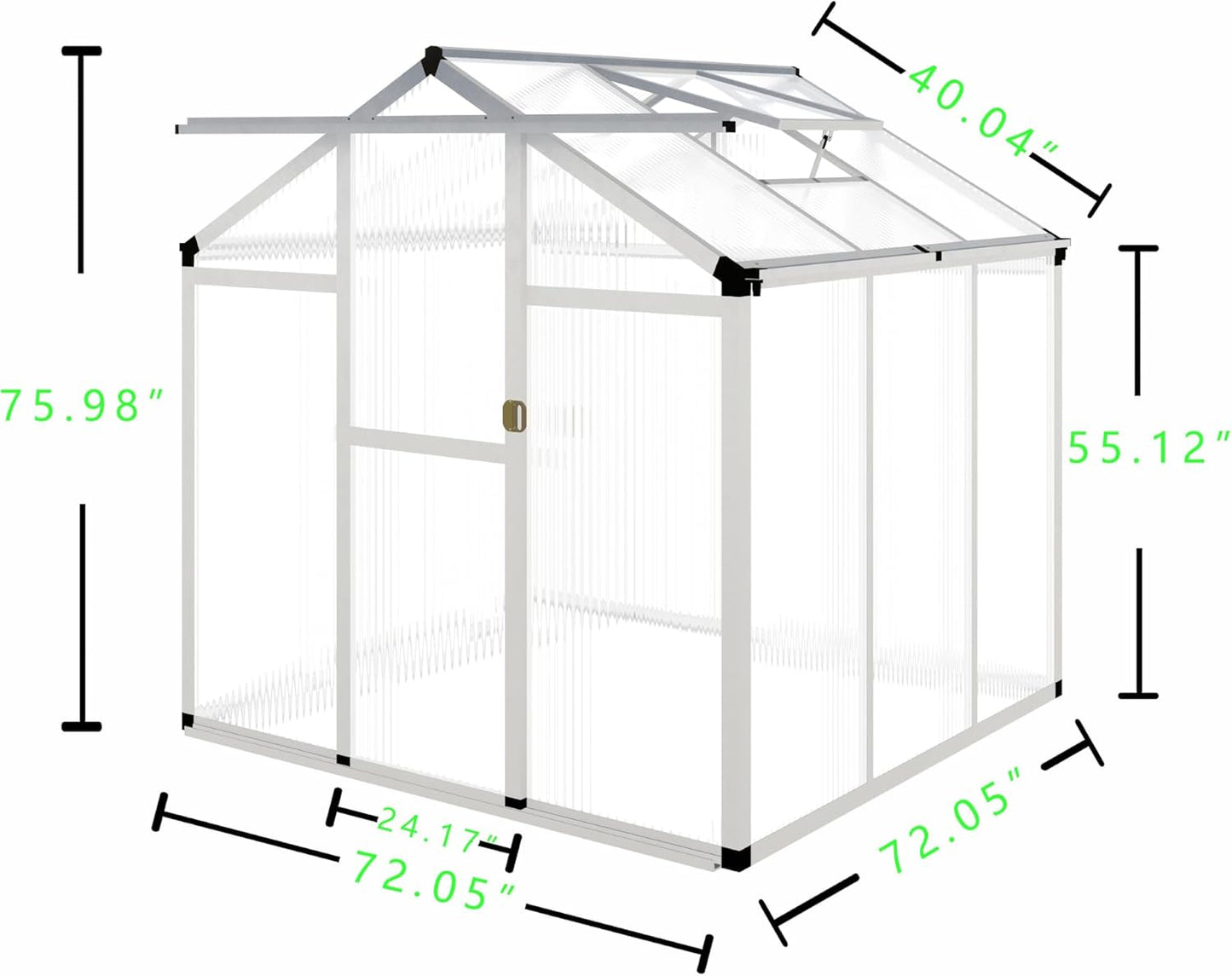 CQZY 6x6 FT Aluminum Greenhouse for Outside,Silver
